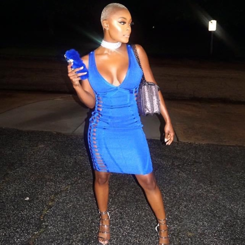 Blue Bandage Cut Out Dress